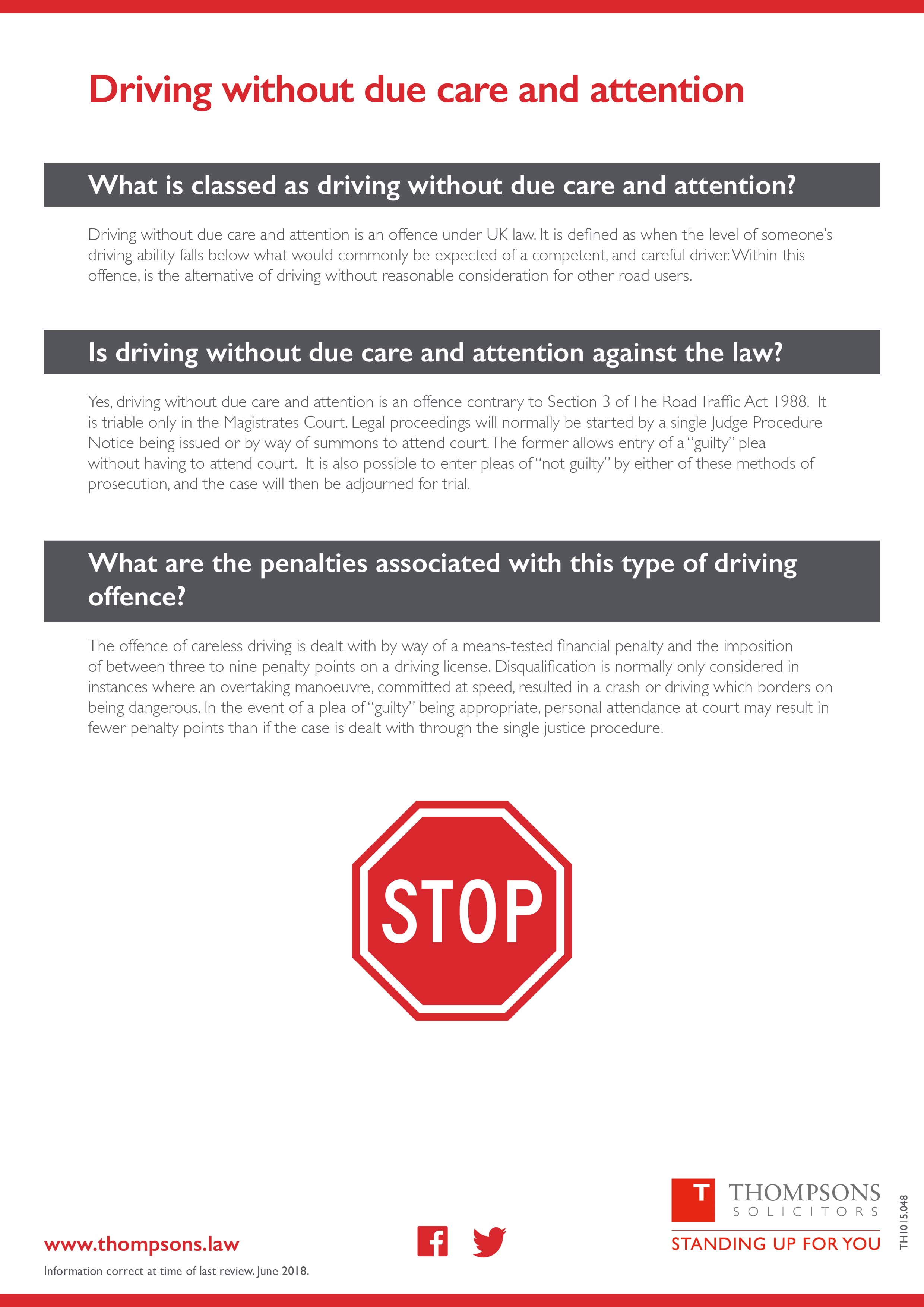 Driving without due care and attention factsheet